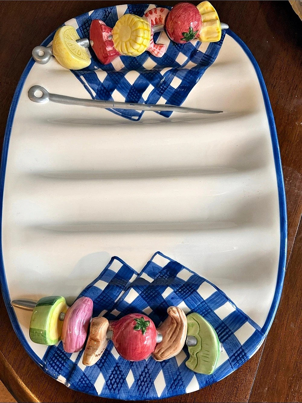 Lotus 1998 summer cookout collection 
Decorative White & Blue Serving Tray